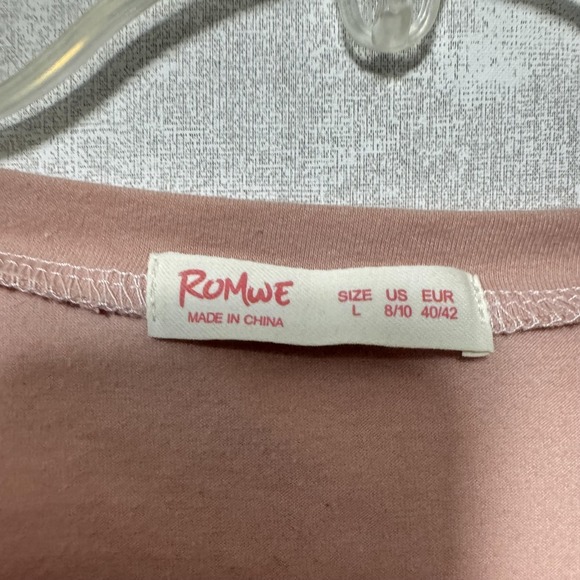 Romwe Shirt Womens Large Pink Butterfly Graphic Short Sleeve Casual Tee - Picture 2 of 4